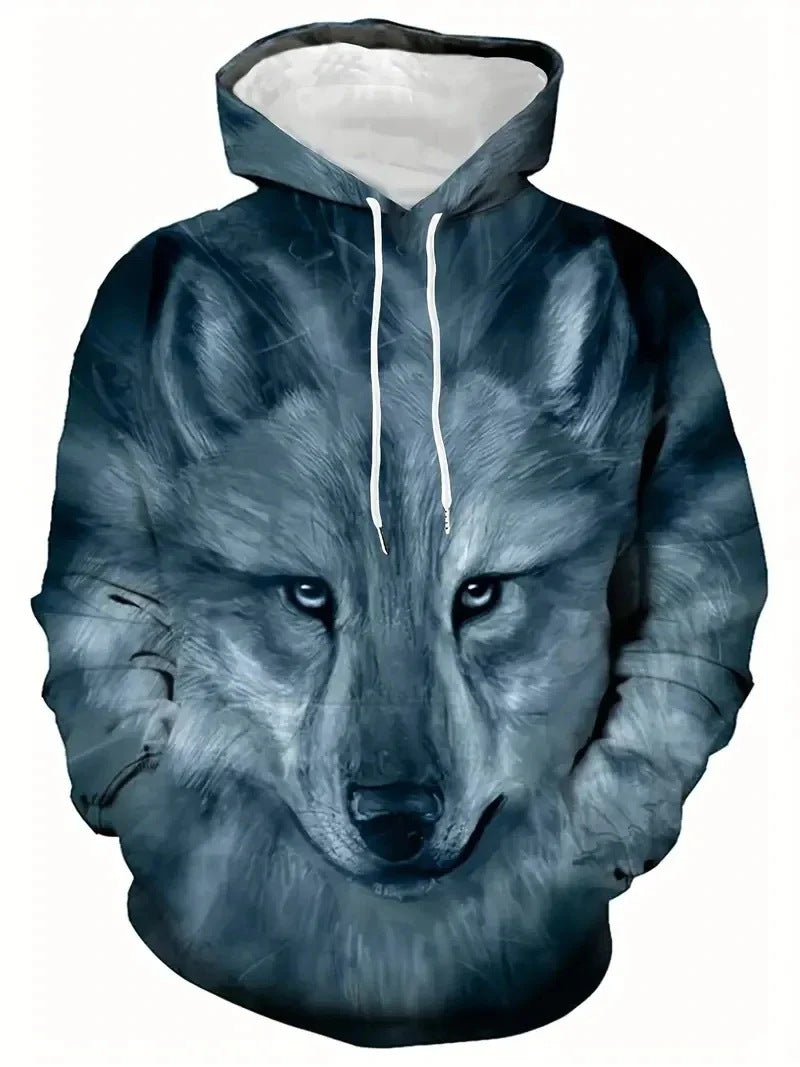 Damen Kapuzenpullover mit Wolf- und Schmetterlingsmotiv Drune