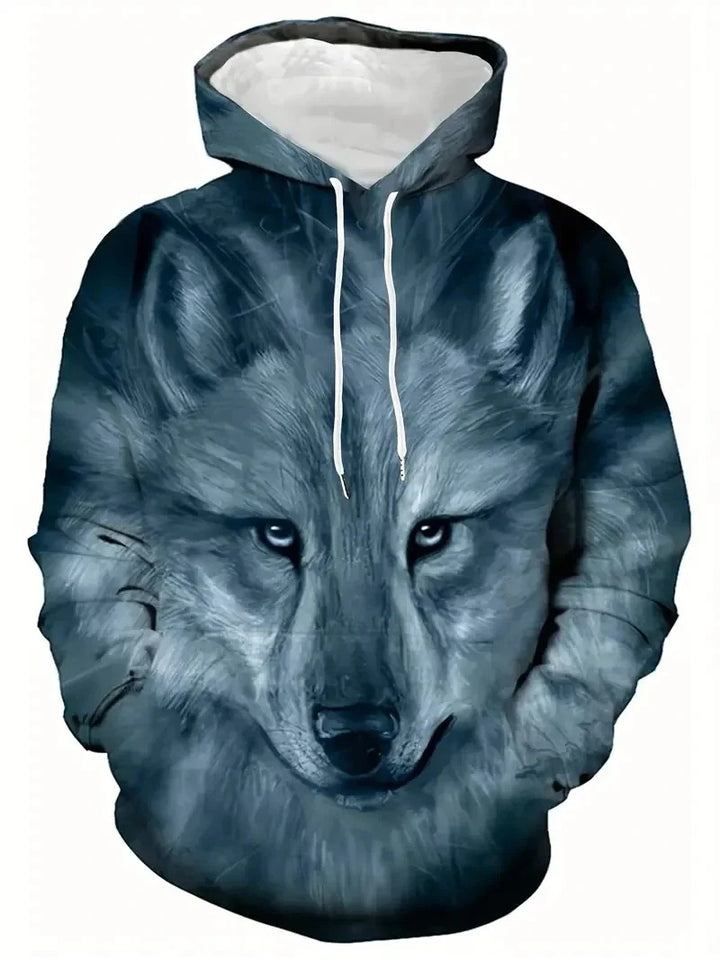 Damen Kapuzenpullover mit Wolf- und Schmetterlingsmotiv Drune