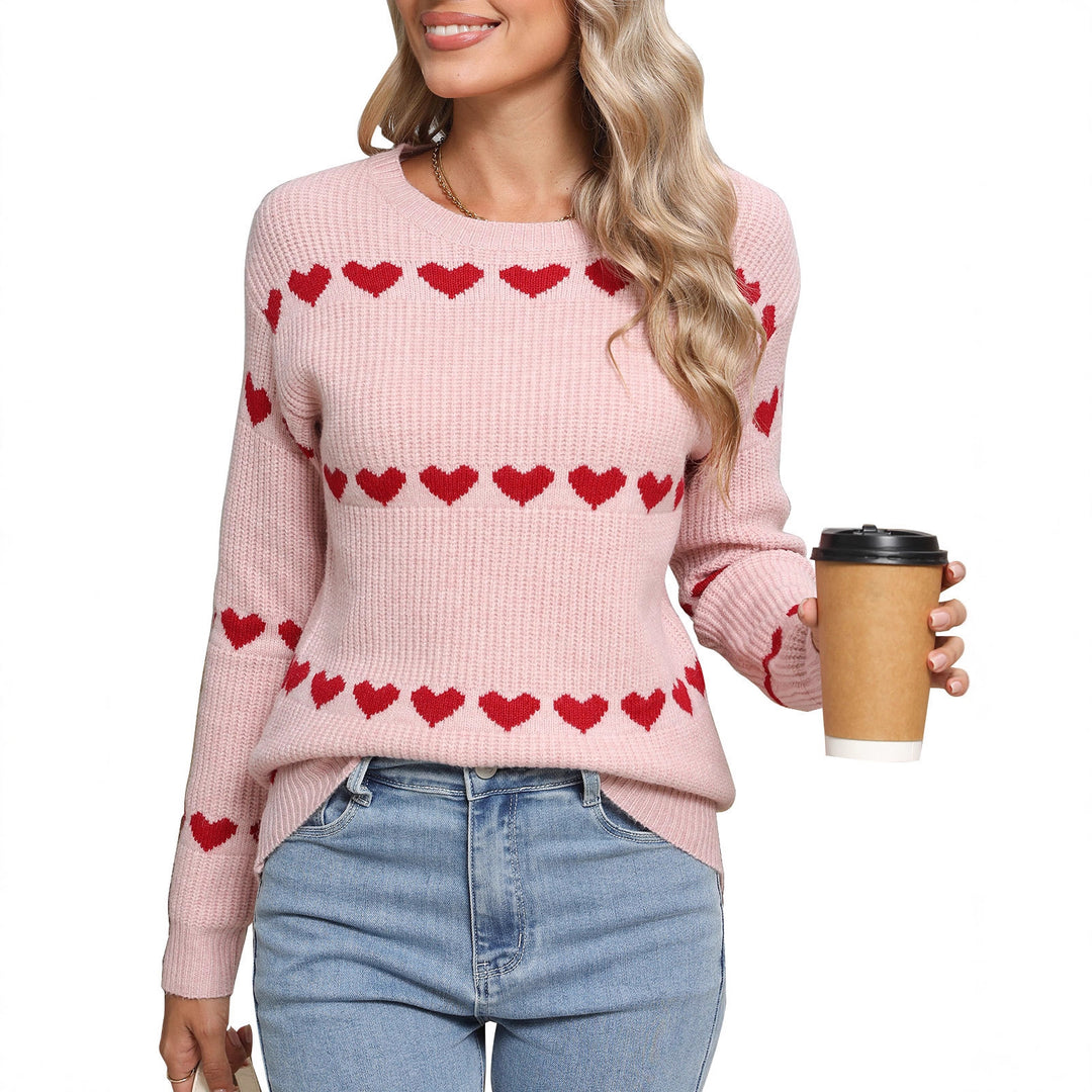 Damen Strickpullover mit Herzmuster Drune