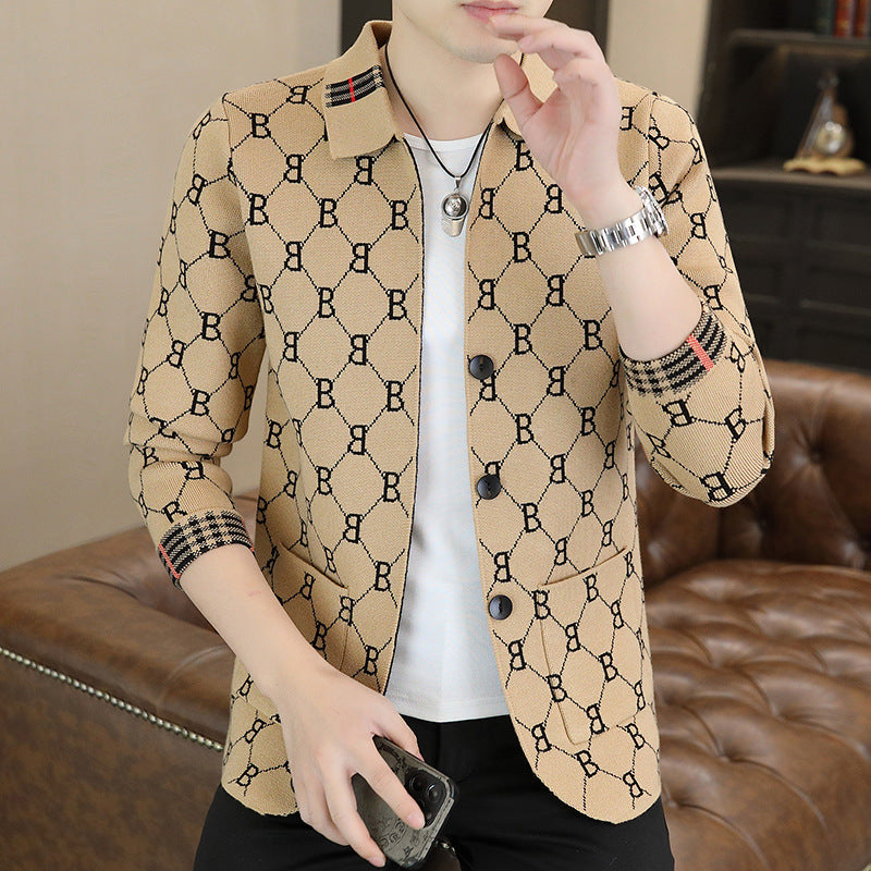 Herren Modische Strickjacke mit strukturiertem Muster Drune