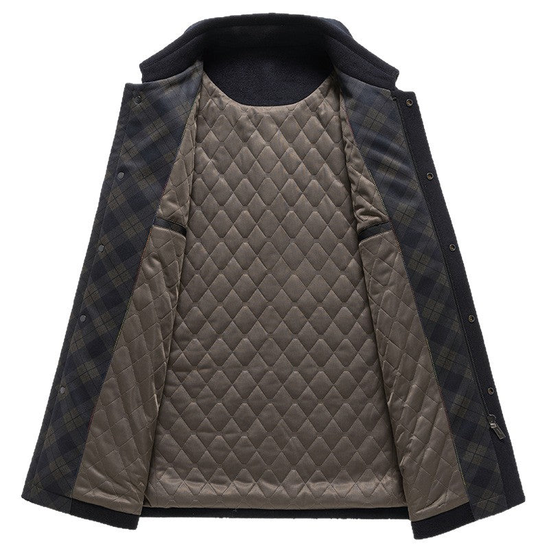 Herren eleganter Mantel aus wärmendem Wollmix mit modernem Schnitt und praktischen Taschen Drune