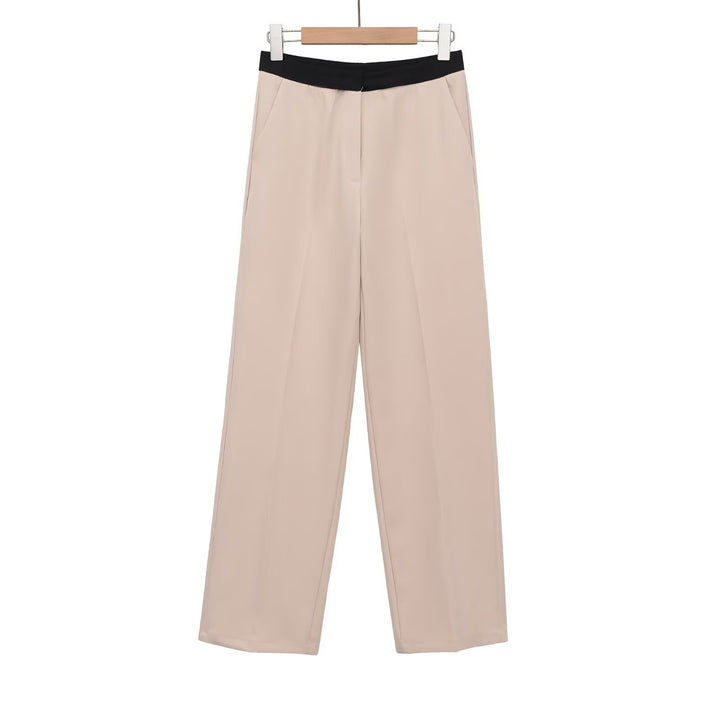 Damen Weite Palazzo-Hose mit elastischem Kontrastbund und Bügelfalten Drune