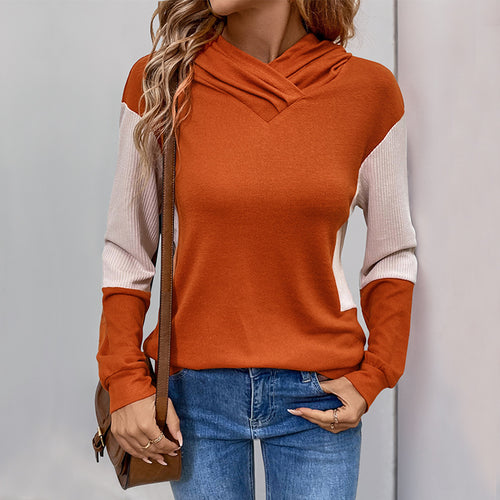 Damen Hoodie mit modernem V-Ausschnitt und strukturierter Ärmelgestaltung Drune