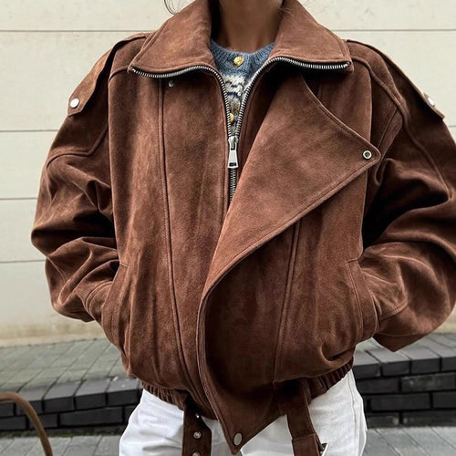 Damen modische Kurzjacke im urbanen Stil mit hohem Kragen und Schulterdetails Drune
