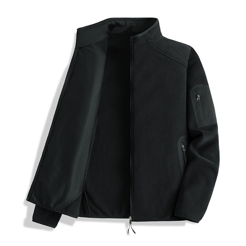 Herren Fleecejacke mit Stehkragen und Softshell-Einsätzen Drune