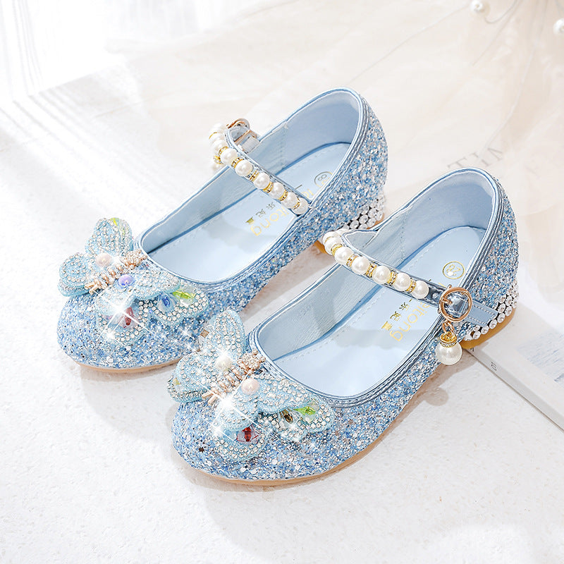 Mädchen Ballerinas mit funkelnden Schmetterlingsapplikationen und Perlenverzierungen Drune