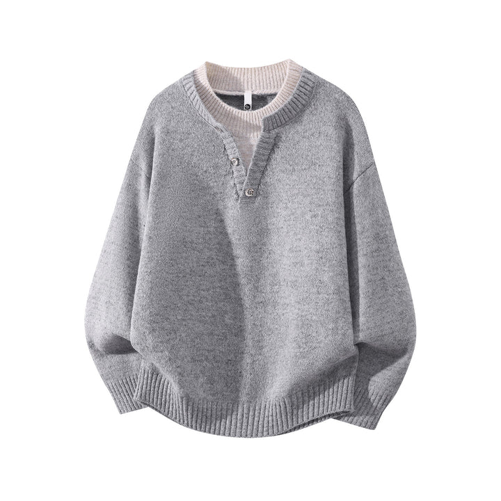Unisex Oversize-Strickpullover mit Halbsteg‑Henley, geripptem Saum & überschnittener Schulter Drune