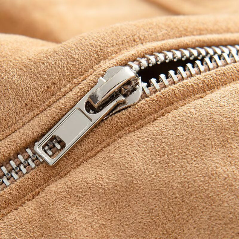 Damen Kurzjacke aus Velourslederoptik mit Reißverschluss und elastischem Saum Drune