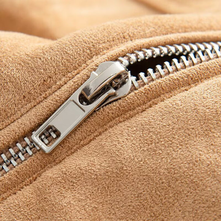 Damen Kurzjacke aus Velourslederoptik mit Reißverschluss und elastischem Saum Drune