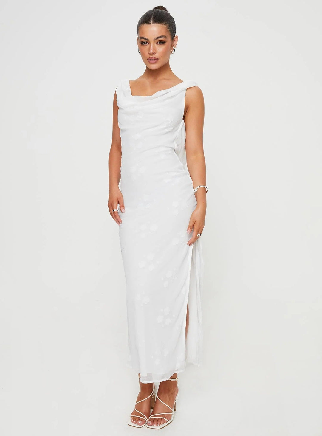 Damen Elegantes Maxi-Kleid mit fließendem Stoff und seitlichem Schlitz Drune