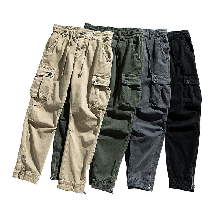 Herren Twill-Cargo-Jogger mit elastischem Komfortbund, Mehrfachklapptaschen und Reißverschluss-Knöchel Drune