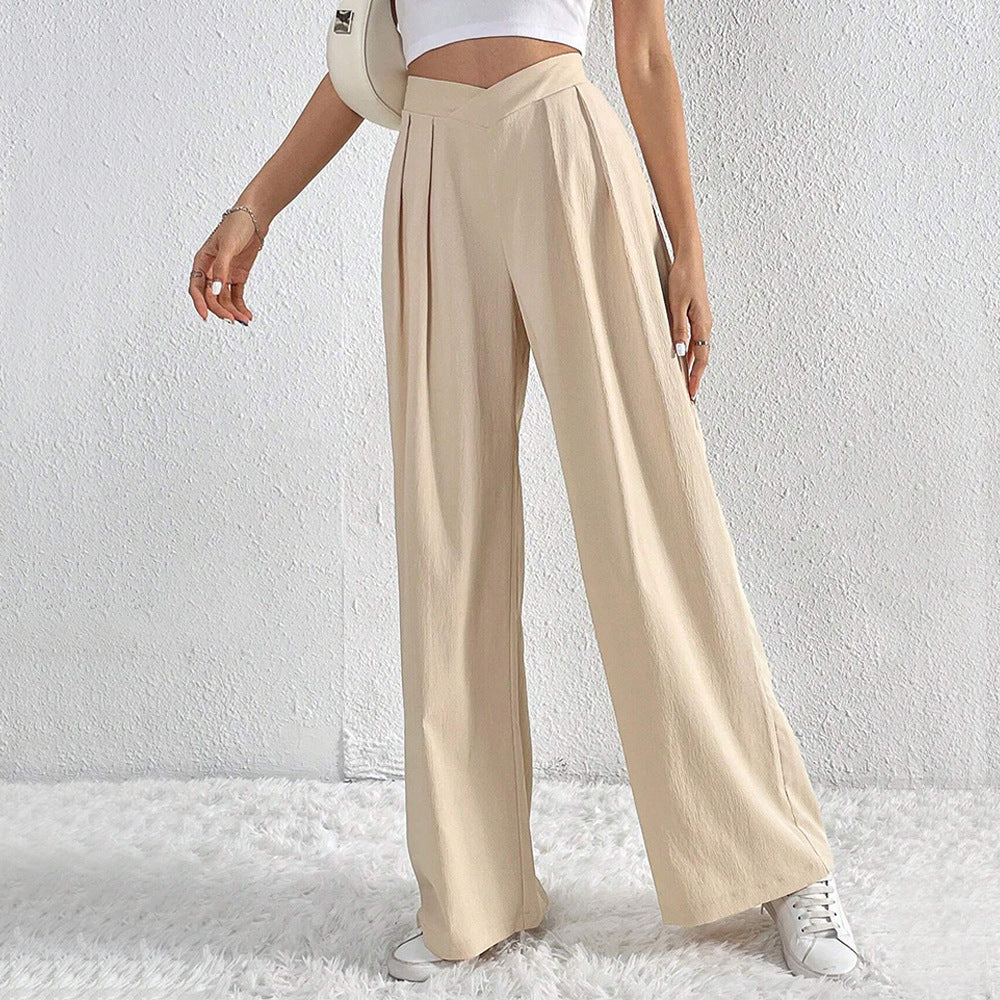 Damen hohe Bund Culotte-Hose mit Faltenlegung und weitem Bein Drune