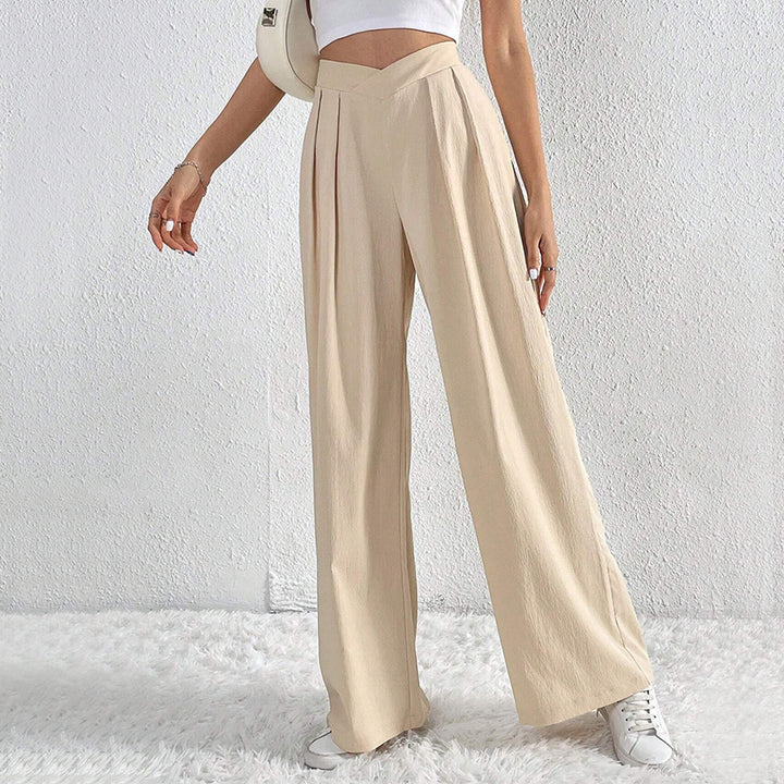 Damen hohe Bund Culotte-Hose mit Faltenlegung und weitem Bein Drune