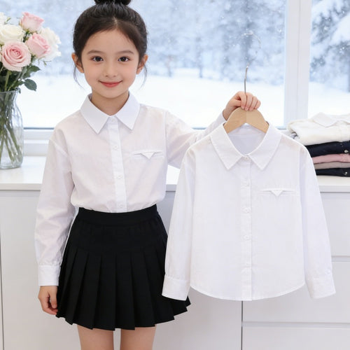 Mädchen elegante Bluse mit klassischem Kragen Drune