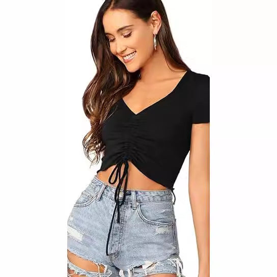 Damen Cropped Oberteil mit bindbarem Design Drune
