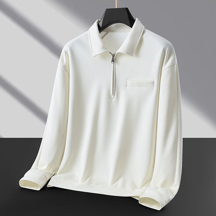 Herren Polo‑Sweatshirt mit halbem Reißverschluss und wärmendem Fleece-Innenfutter Drune