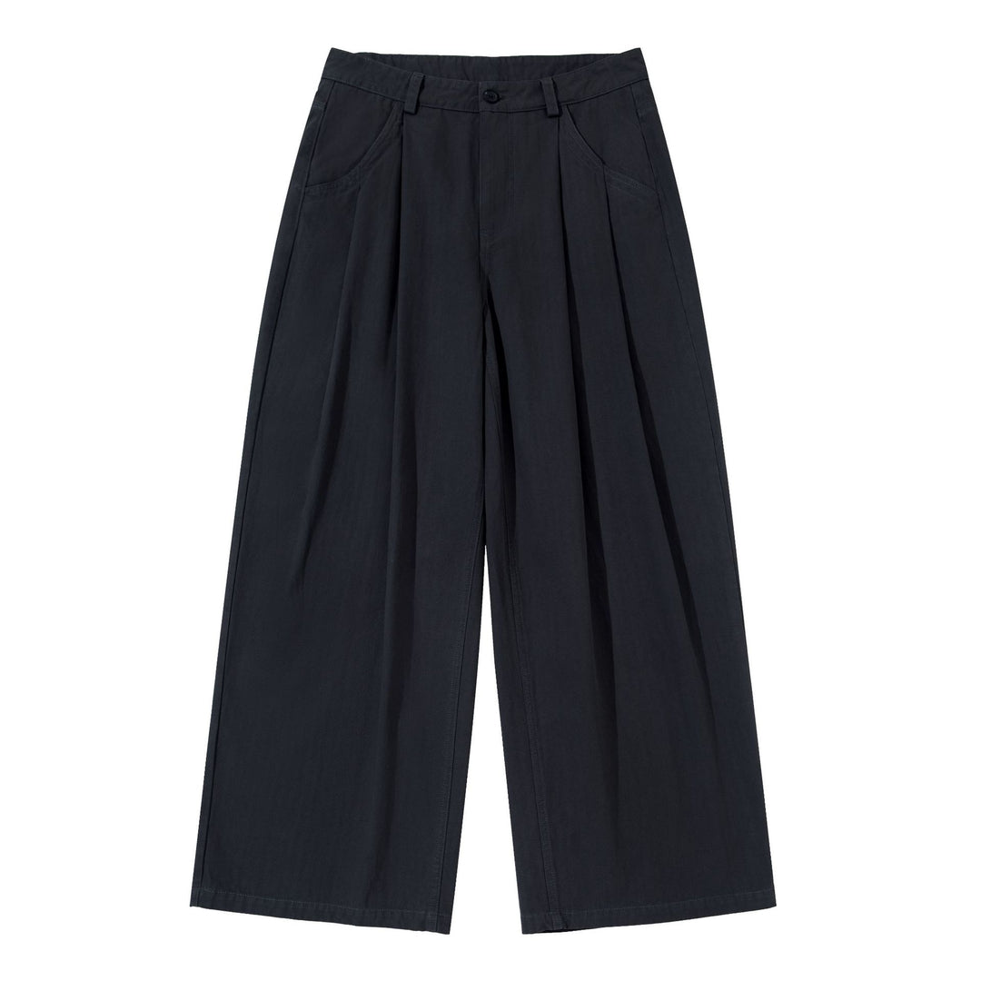 Damen Weite Bundfalten-Culottehose mit hohem Bund und tiefen Eingrifftaschen Drune