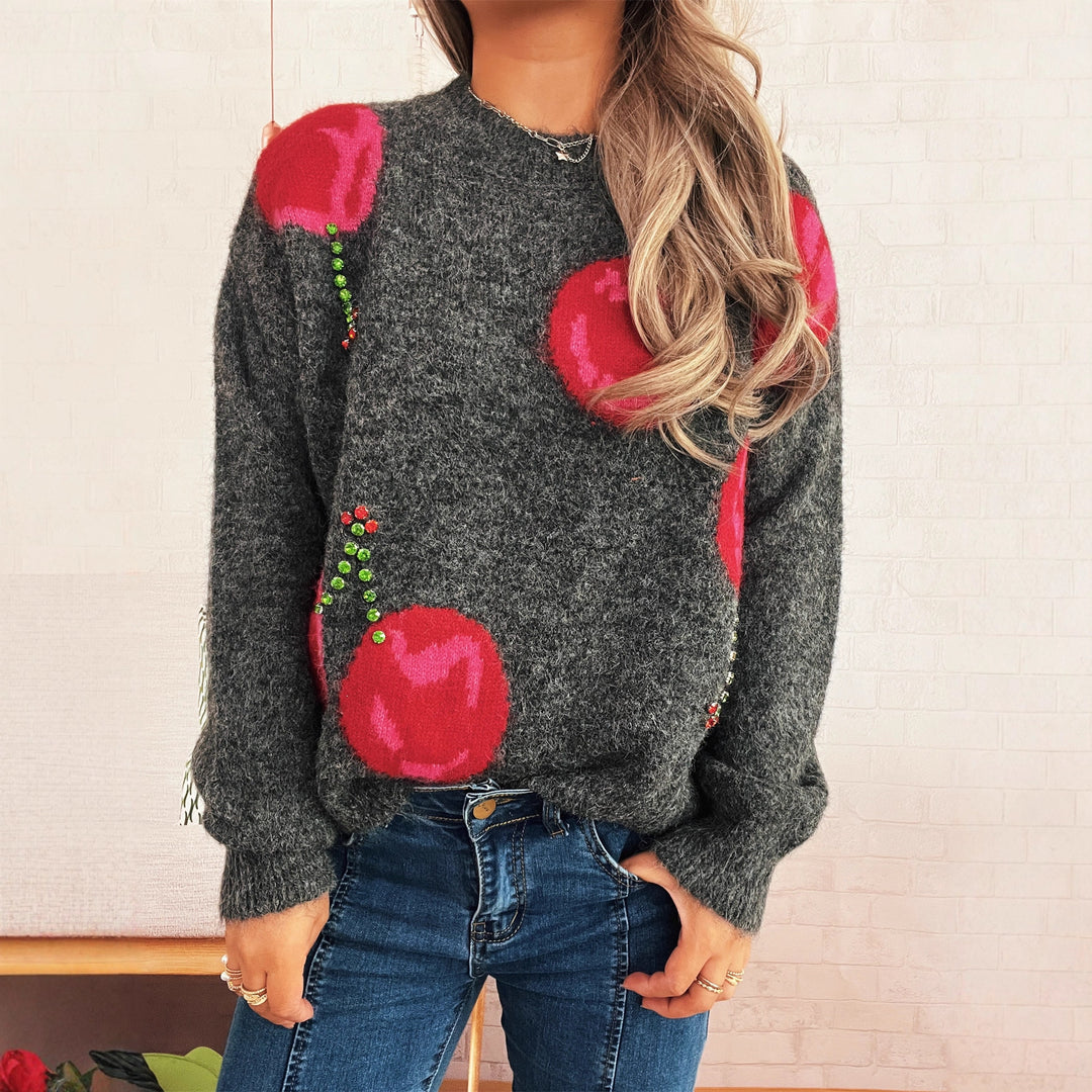 Damen Strickpullover mit kreativem Herzmotiv und weichem Material Drune