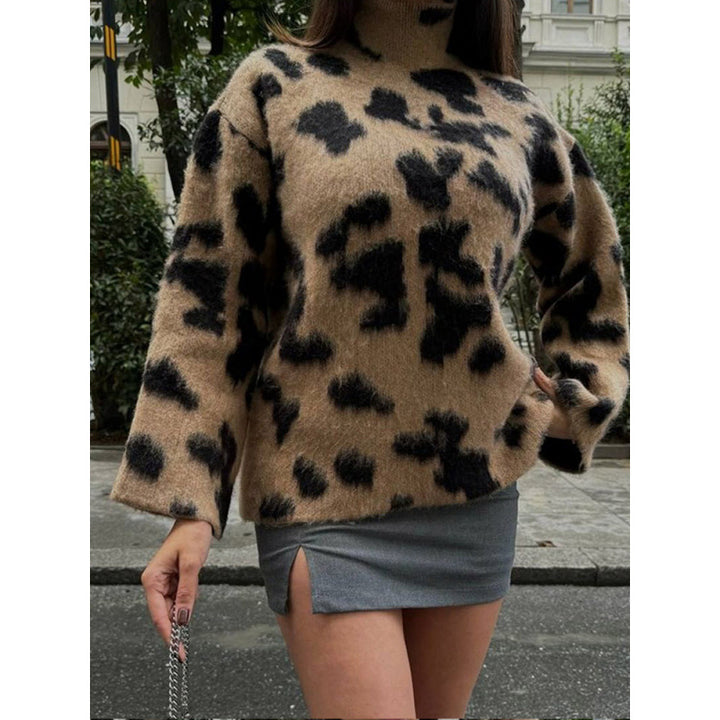 Damen Oversized Pullover mit Leopardenmuster Drune