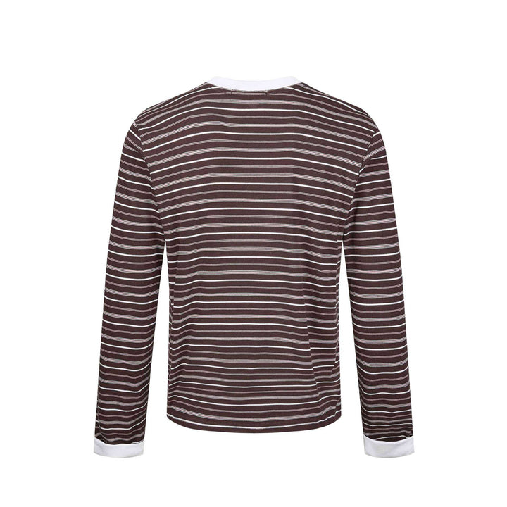 Herren Gestreiftes Langarmshirt aus Baumwollmix mit geripptem Rundhals Drune
