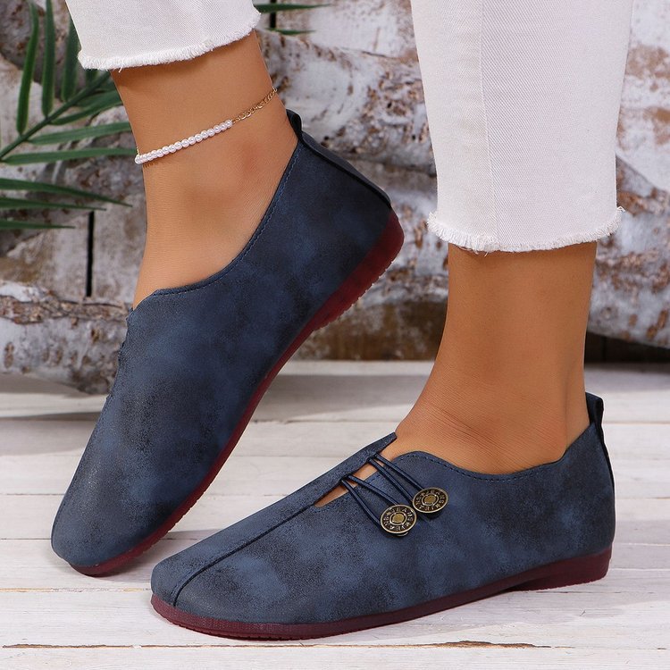 Damen komfortable Slipper mit modischen Knopfdetails Drune