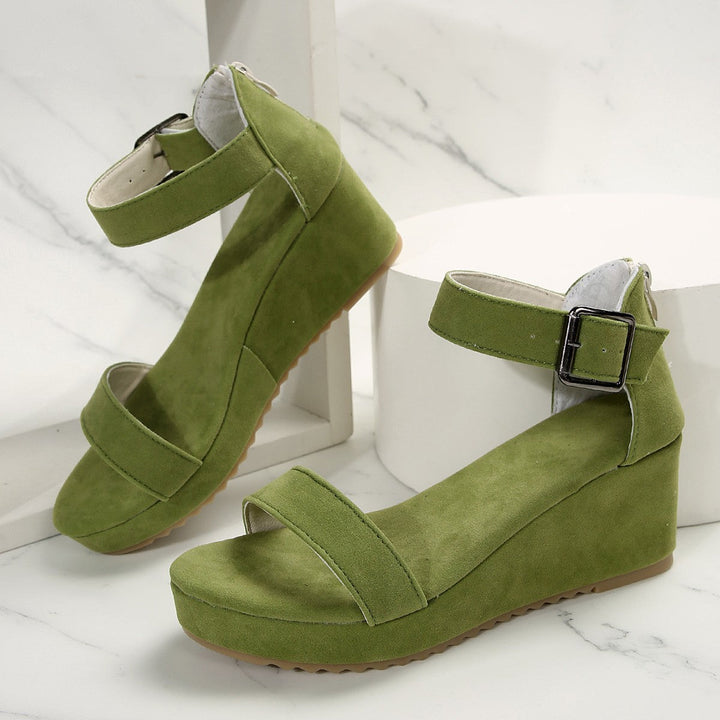 Damen Keil-Sandalen mit verstellbarem Riemen und rutschfester Sohle Drune