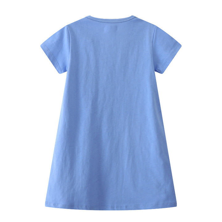 Mädchen Freizeitkleid mit niedlichem Hasen- und Erdbeer-Motiv Drune