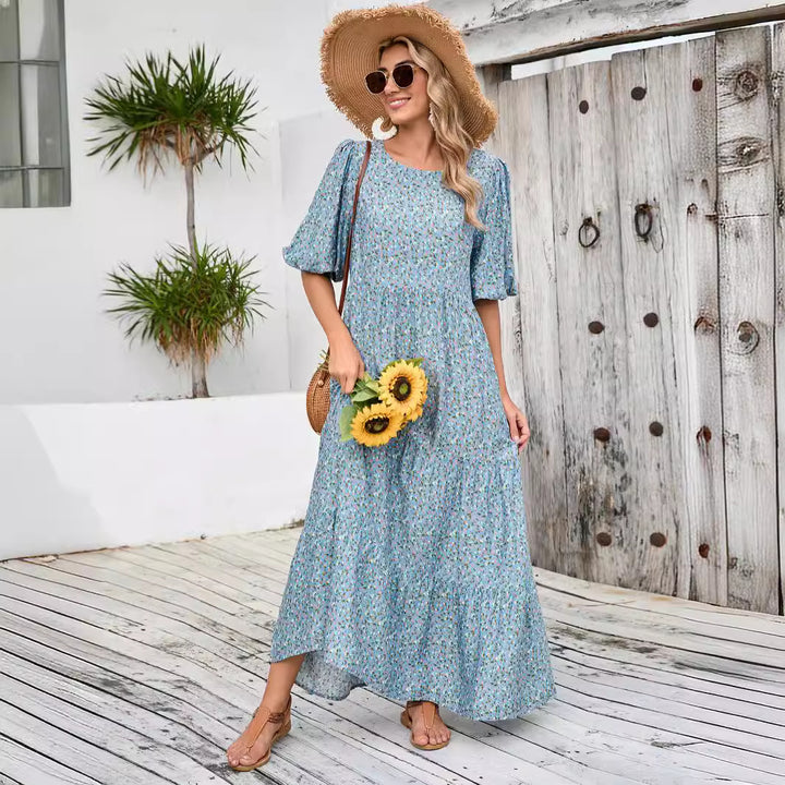 Damen Maxikleid mit Volant und floralen Details Drune