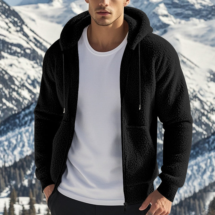 Herren kuschelige Fleecejacke mit hohem Kragen und Reißverschluss Drune