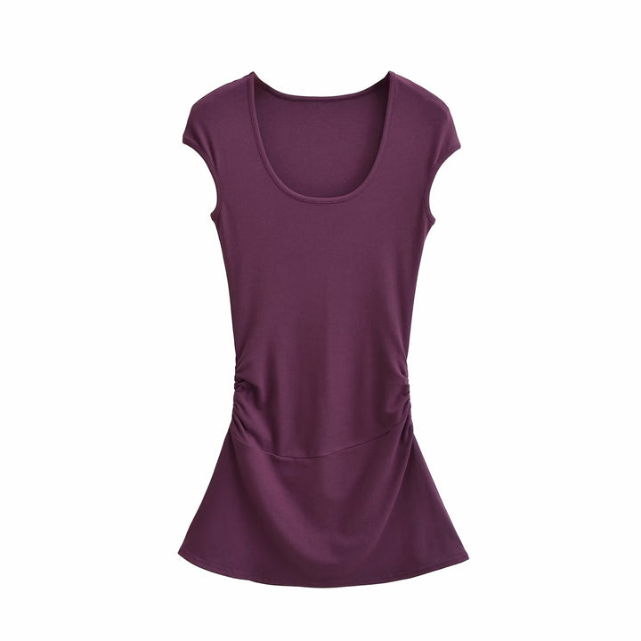 Damen elegantes Jersey-Kleid mit Raffung Drune