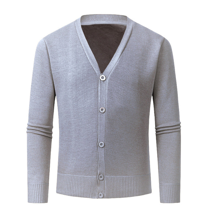 Herren Strickjacke mit V-Ausschnitt und knopflosem Design Drune