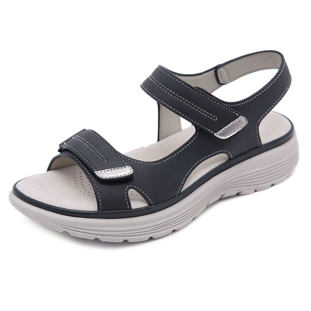 Damen Komfort-Sandalen mit dicker Profilsohle und verstellbaren Klettriemen Drune