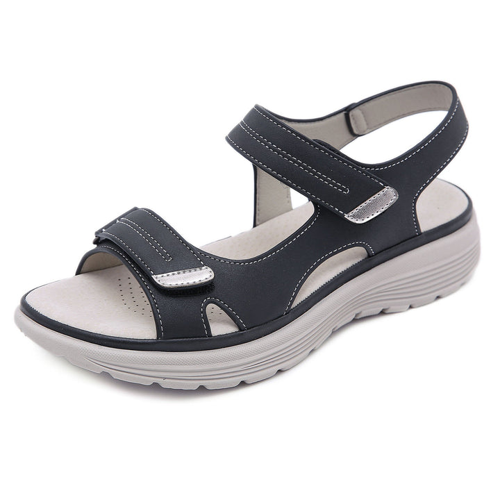 Damen Komfort-Sandalen mit dicker Profilsohle und verstellbaren Klettriemen Drune