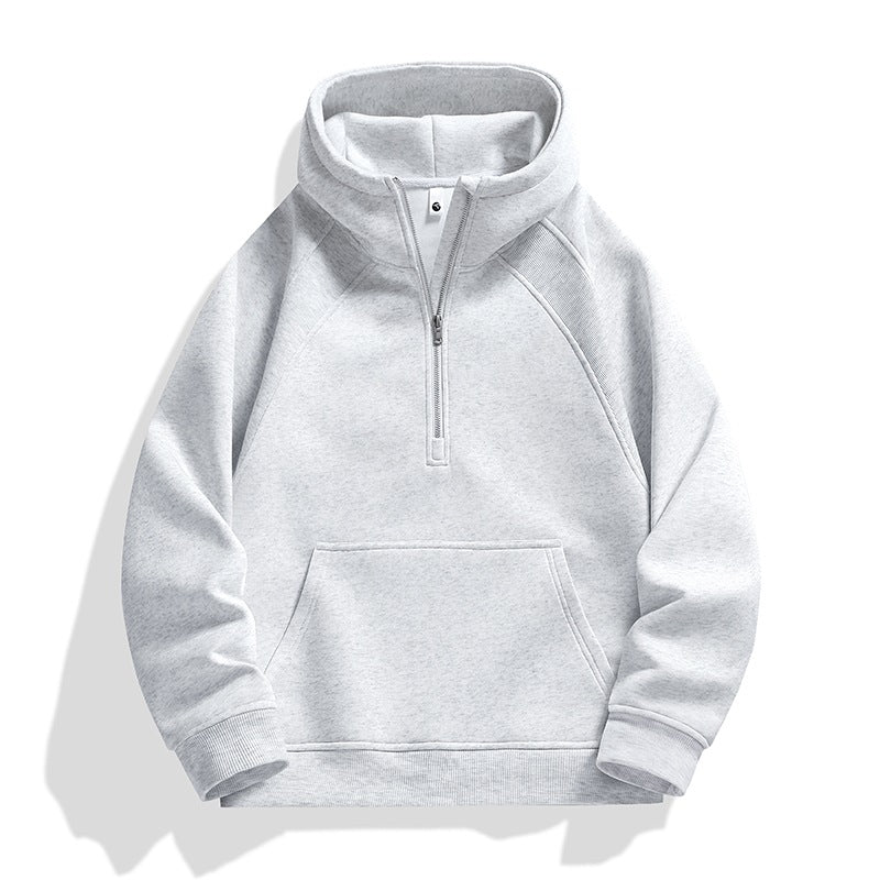 Unisex Halbzip-Kapuzenpullover mit hohem Kragen, Kängurutasche & gerippten Bündchen Drune