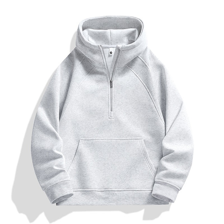 Unisex Halbzip-Kapuzenpullover mit hohem Kragen, Kängurutasche & gerippten Bündchen Drune
