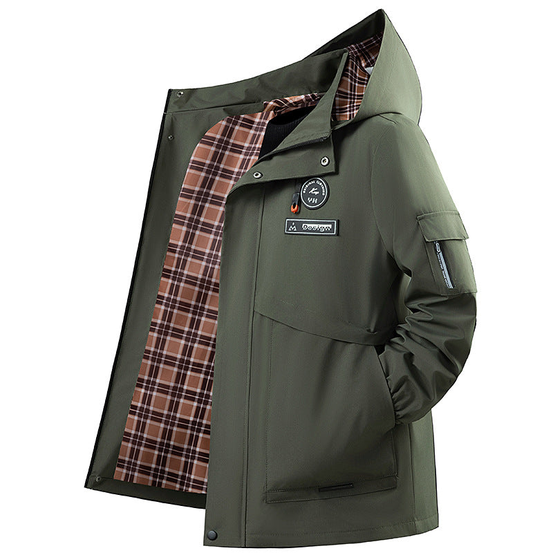 Herren Wasserabweisende Outdoor-Jacke mit verstellbarem Kragen Drune