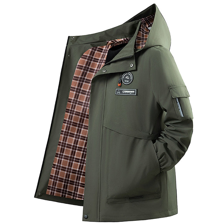 Herren Wasserabweisende Outdoor-Jacke mit verstellbarem Kragen Drune