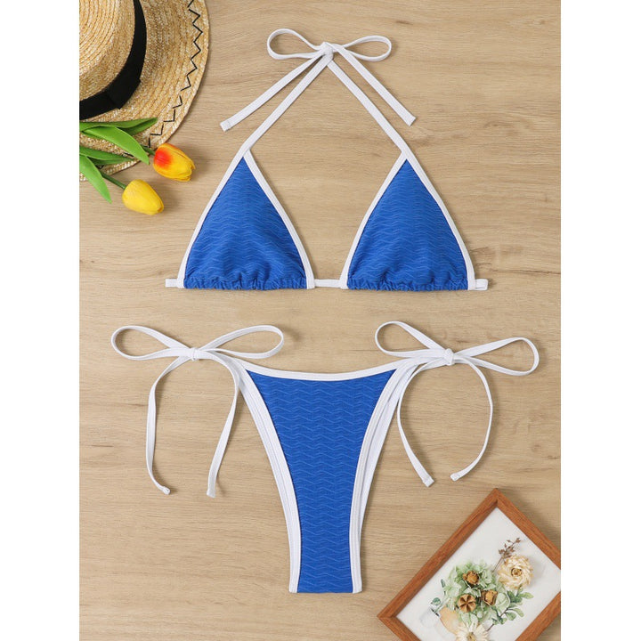 Damen Triangel-Bikini mit verstellbaren Bindebändern und raffiniertem Wellenmuster Drune