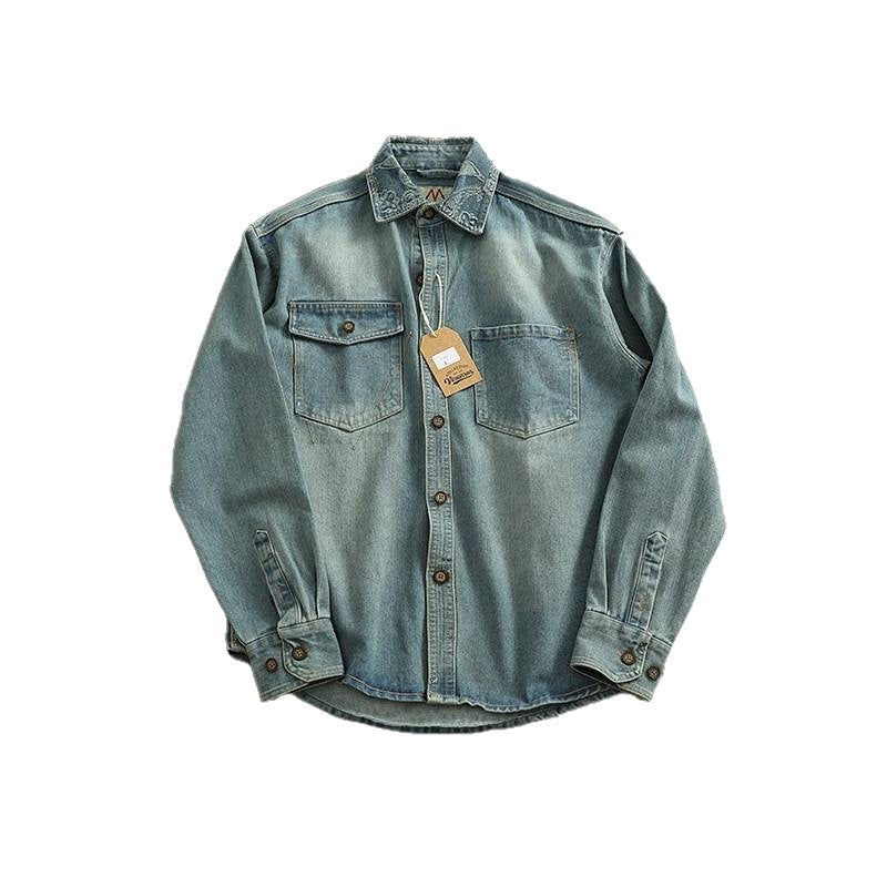 Herren Denim Hemdjacke mit Brusttaschen Drune
