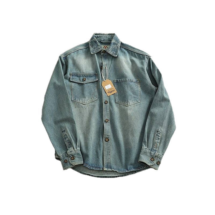 Herren Denim Hemdjacke mit Brusttaschen Drune