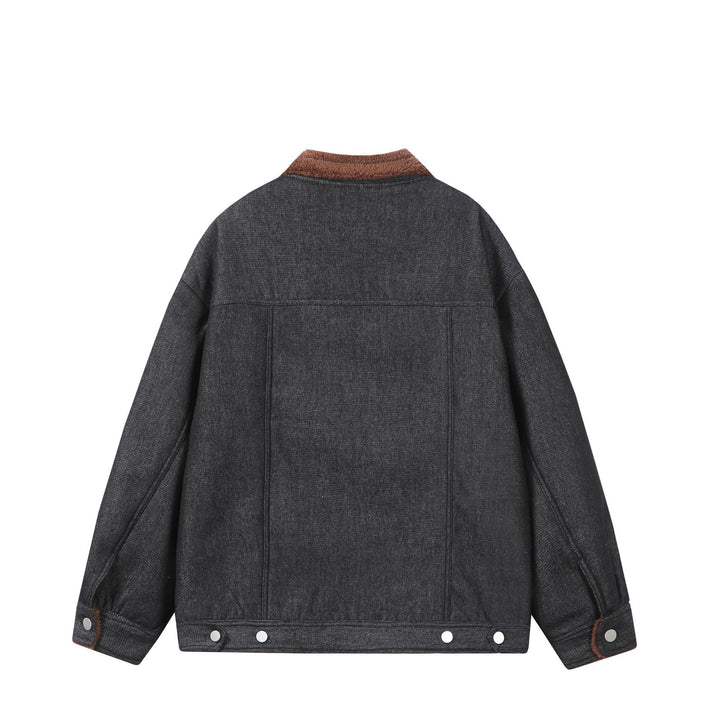 Herren Gefütterter Denim‑Blouson mit Teddykragen, Druckknopffront und Utility‑Taschen Drune