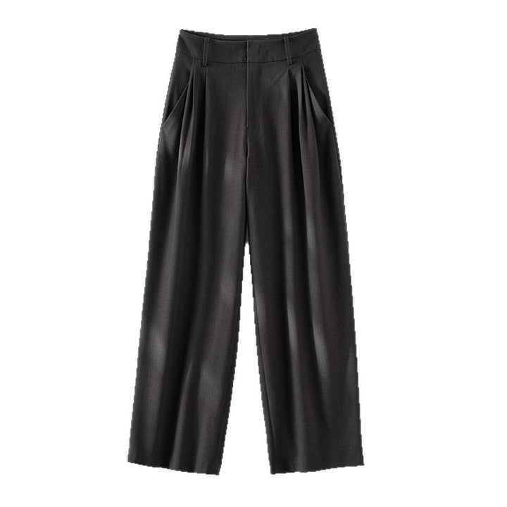 Damen Hochtaillierte Palazzo-Stoffhose mit Bundfalten, Eingrifftaschen und klarer Bügelfalte Drune