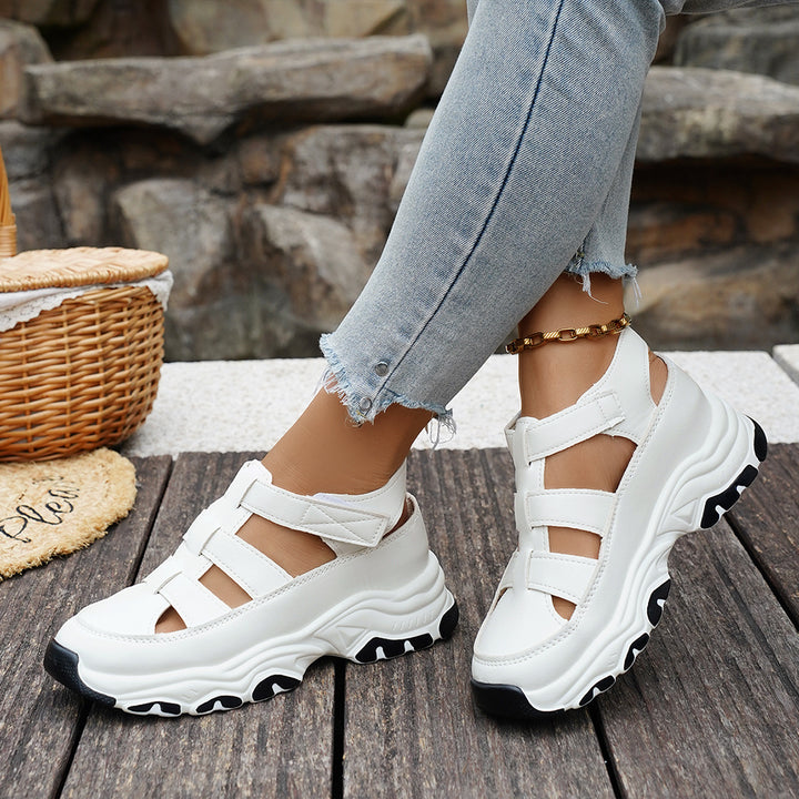 Damen  sportive Plateau-Sandalette im Sneakerstil mit verstellbaren Riemen und dämpfender EVA-Sohle Drune