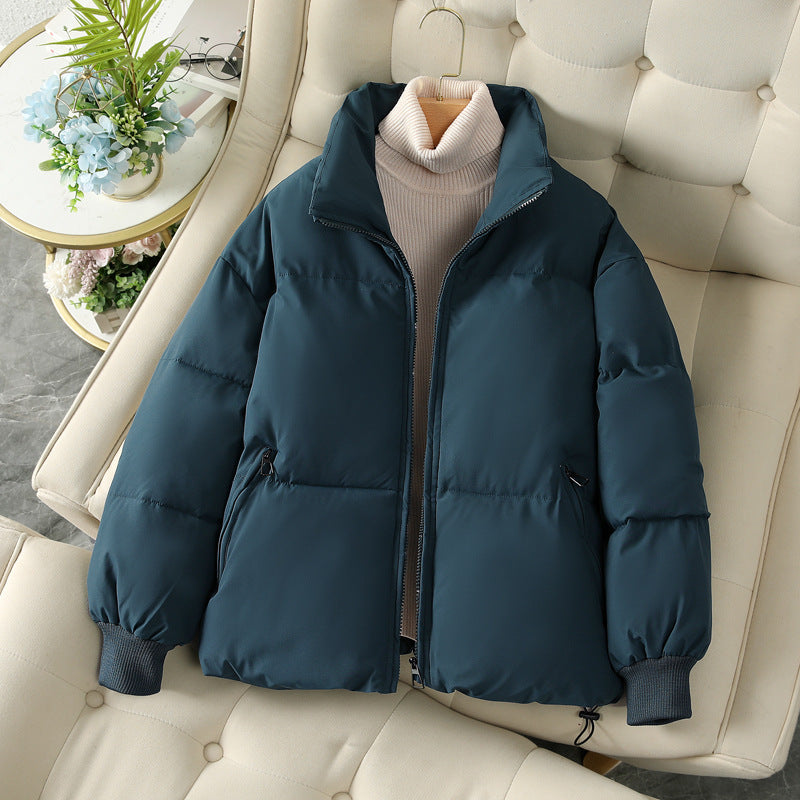 Damen Modische und isolierte Pufferjacke mit festem Kragen und tiefen Taschen Drune