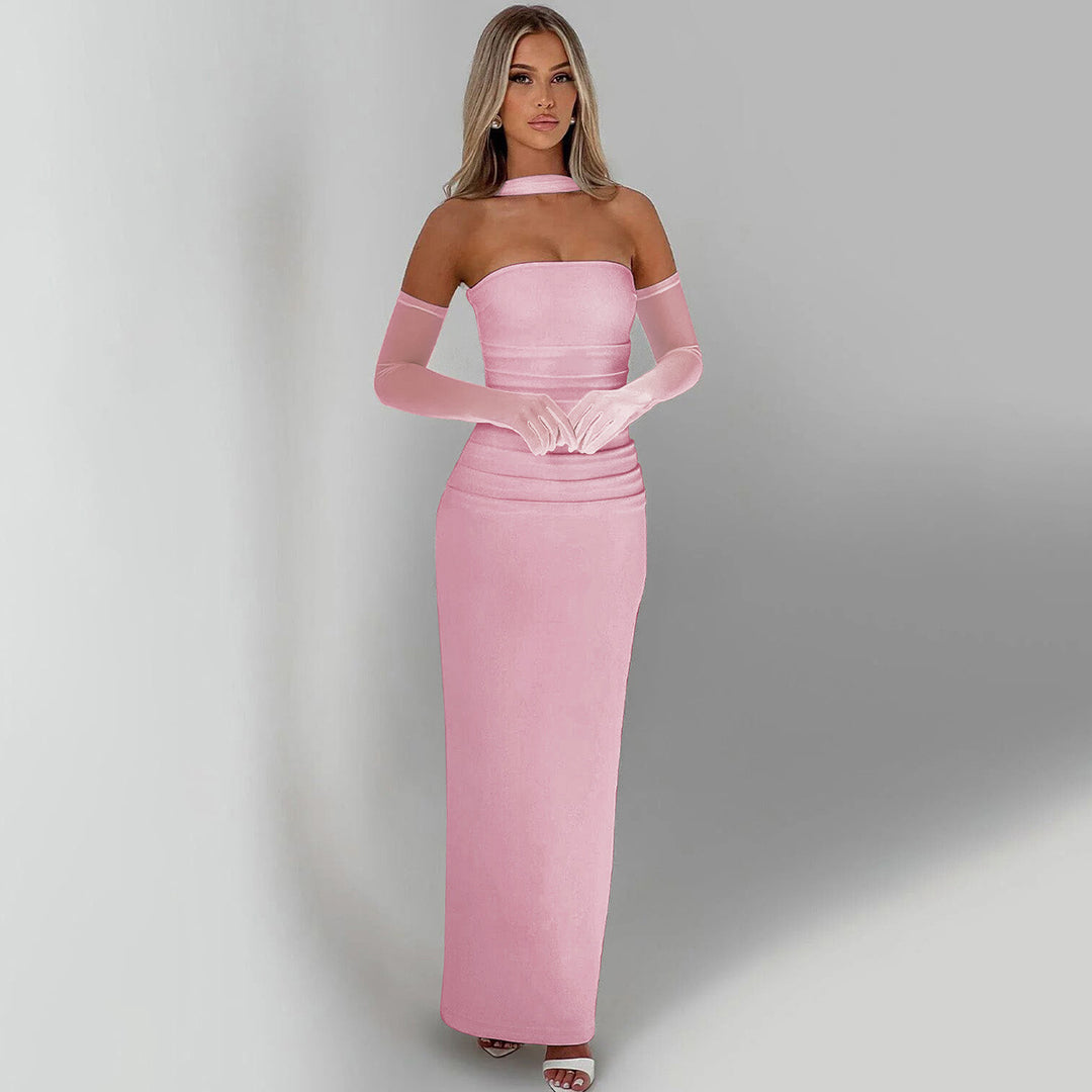 Damen Elegantes schulterfreies Abendkleid mit Flügelärmeln Drune