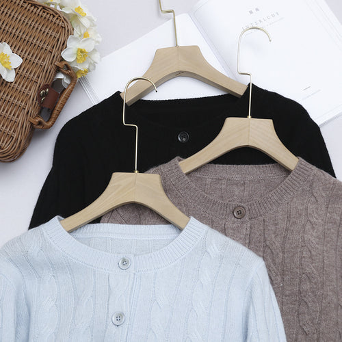 Damen Kurz geschnittener Zopfmuster-Cardigan aus leichter Baumwollmischung mit feinem Rippbündchen Drune