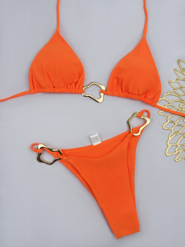 Damen Triangel-Bikini mit stilvollen Goldakzenten Drune