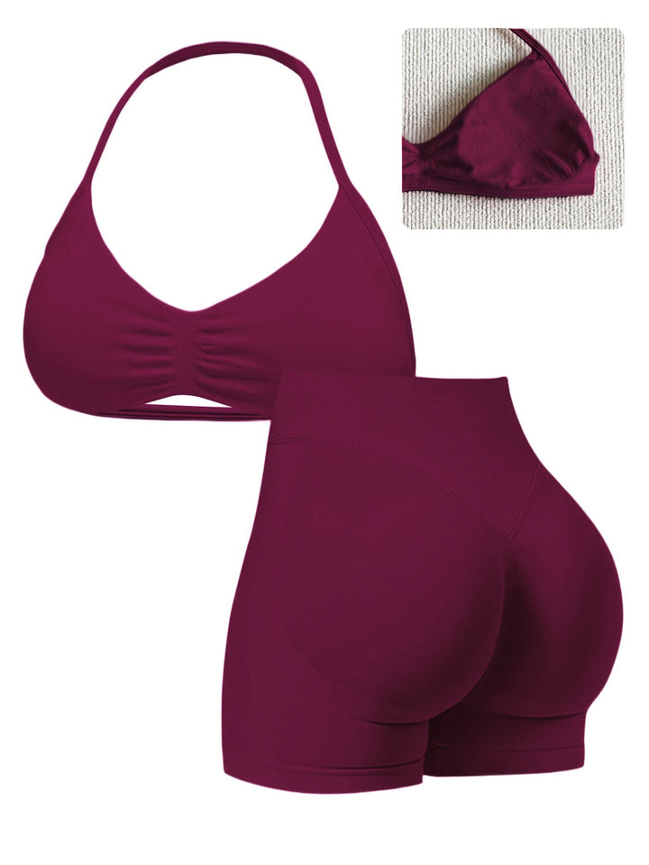 Damen Sport-Bikini-Oberteil mit hoch geschnittenen Shorts und nahtlosem Design Drune