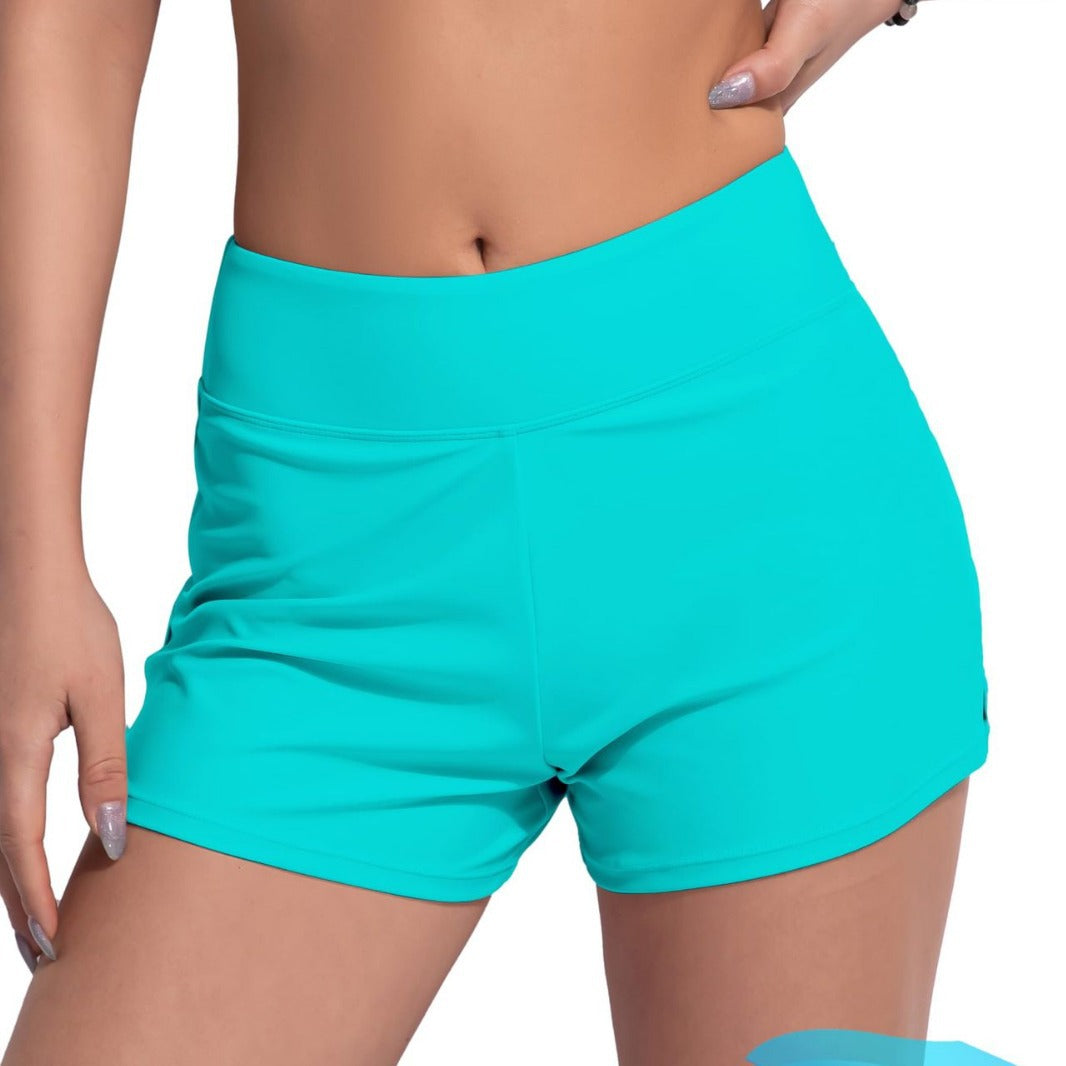 Damen Hochgeschnittene Sport-Badeshorts mit elastischem Bund Drune