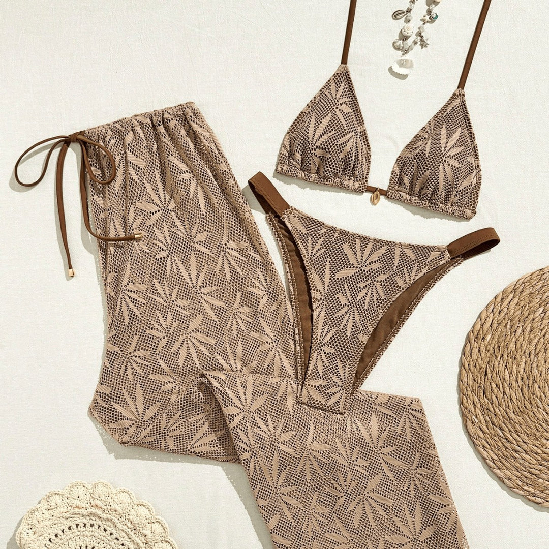 Damen Bikiniset mit modischem Häkelmuster Drune